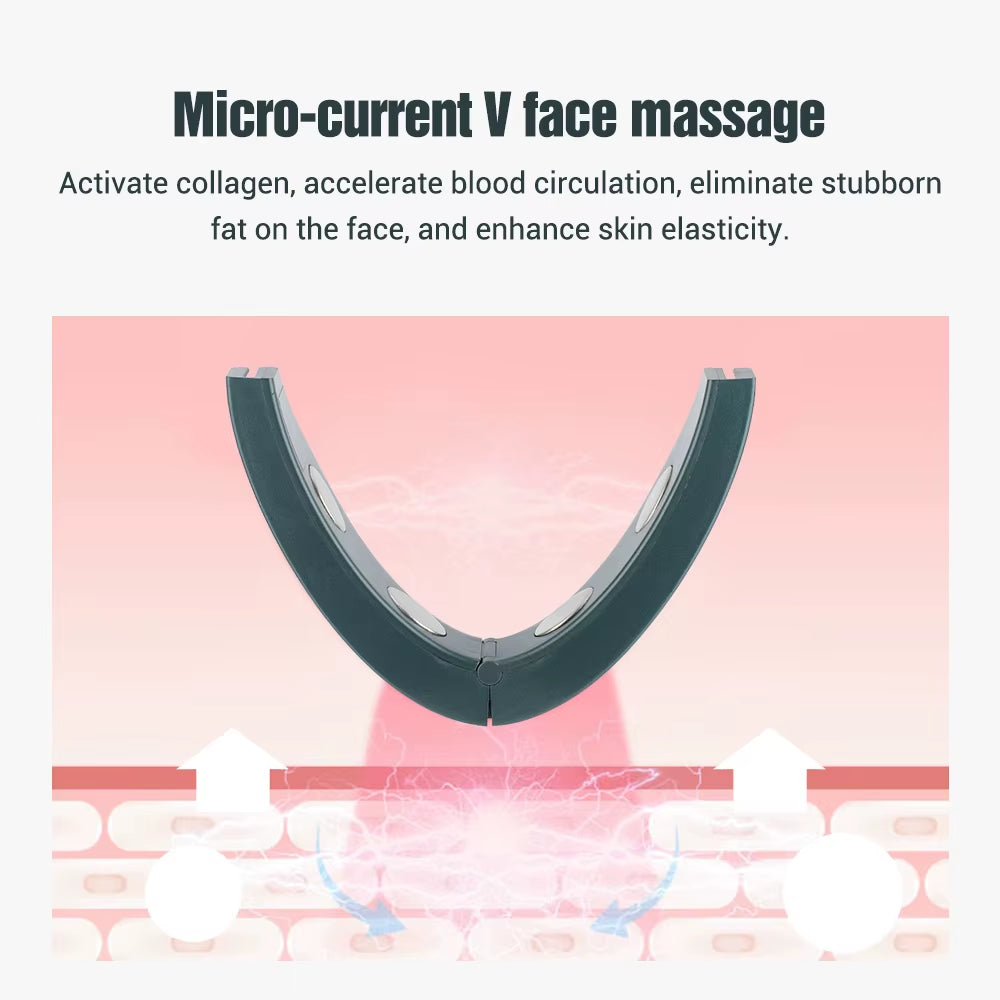Electric V-Face Face Lift Device with 6 Modes Heated Skin Rejuvenation Wireless Remote Control Double Chin Vibration Massager