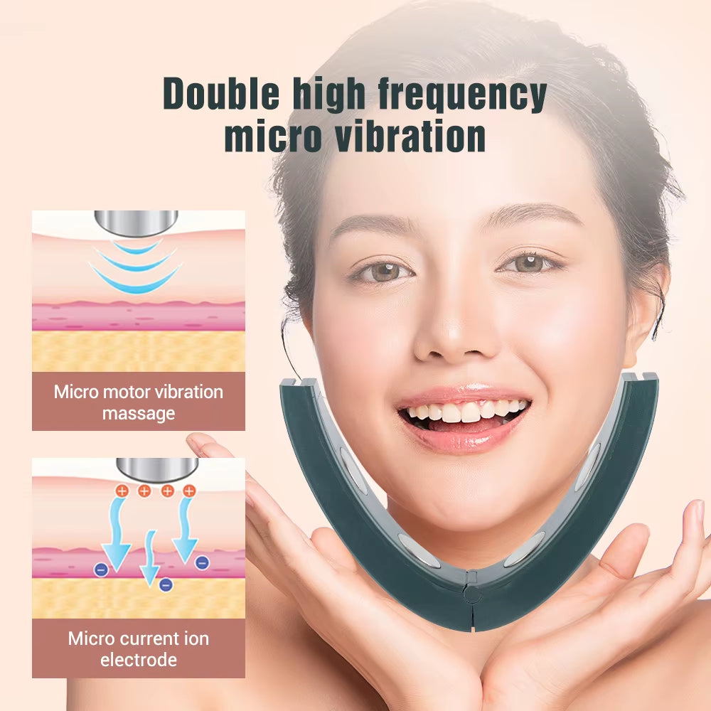 Electric V-Face Face Lift Device with 6 Modes Heated Skin Rejuvenation Wireless Remote Control Double Chin Vibration Massager