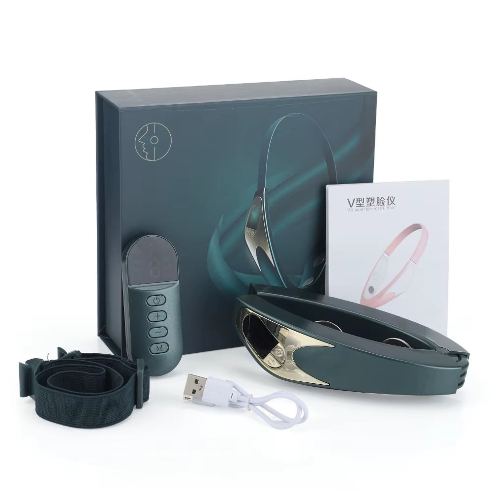 Electric V-Face Face Lift Device with 6 Modes Heated Skin Rejuvenation Wireless Remote Control Double Chin Vibration Massager